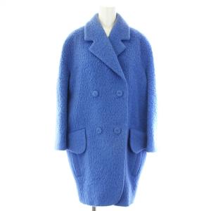 Wool teddy coat チェスターコート ダブル アウター ミドル丈 ロング 34 S 青 ブルー