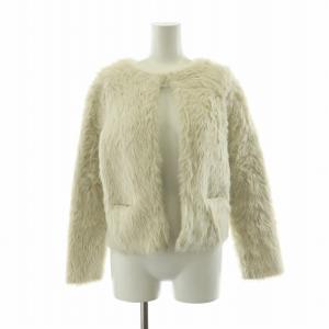 ファーライクニットカーディガン ニット フェイクファー ノーカラー 38 M アイボリー /NQ