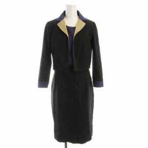 アンサンブル ノースリーブワンピース リネン混 ジャケット 36 黒 ブラック /EE
