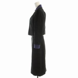 PAULE KA アンサンブル ノースリーブワンピース リネン混 ジャケット 36 黒 ブラック /EE