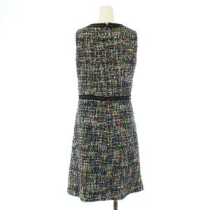 MOSCHINO BOUTIQUE ワンピース ツイード ノースリーブ ひざ丈 I40 M 黒 ブラック マルチカラー /TK