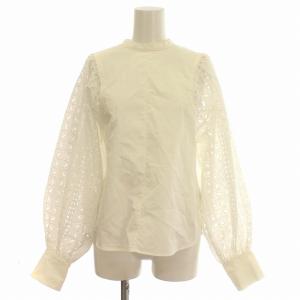 22AW Lacesleeve Cotton Blouse レース シャツ ブラウス 長袖 パフスリーブ F 白 ホワイト