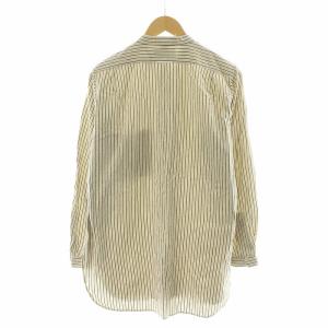 YAECA カジュアルシャツ バンドカラー 長袖 ストライプ フィッシュテール M アイボリー 茶 ブラウン