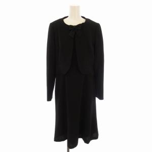 2点セット ブラックフォーマル 喪服 ジャケット ワンピース 大きいサイズ 13AR 黒 ブラック 1263027