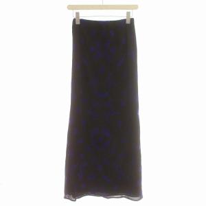 VIVIENNE TAM スカート 花柄 フロッキー素材 ロング タイトスカート 0 S 黒 青
