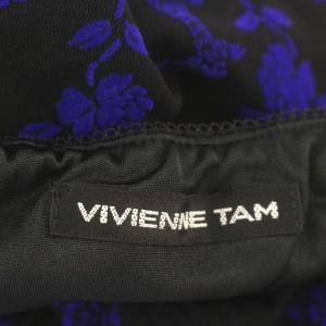 VIVIENNE TAM スカート 花柄 フロッキー素材 ロング タイトスカート 0 S 黒 青