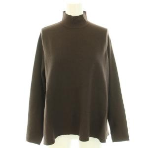 ニット セーター ハイネック 長袖 ハイゲージ ウール 38 M 茶 ブラウン /YT