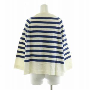 45rpm Umii 908 バスクシャツ ニット カットソー 七分袖 ボーダー クルーネック プルオーバー 2 M 白 ホワイト 青