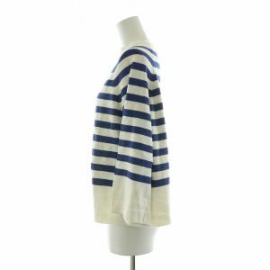 45rpm Umii 908 バスクシャツ ニット カットソー 七分袖 ボーダー クルーネック プルオーバー 2 M 白 ホワイト 青