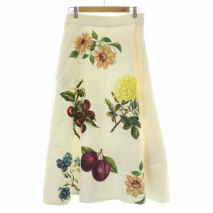 Ameri VINTAGE ANGIE SWITCH FLARE SKIRT アンジースイッチフレアスカート マキシ ロング 花柄 プリント F 白 ホワイト