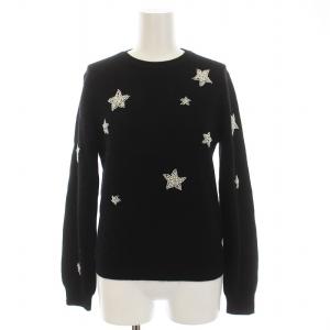 セーター ニット スター パール装飾 クルーネック 長袖 36 S 黒 ブラック