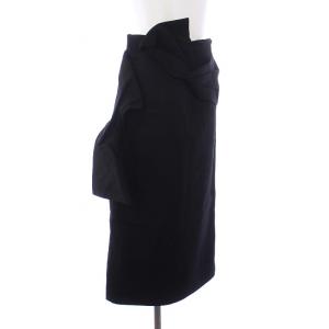 ADORE ボンディング ロングスカート タイト リボン リネン混 38 M 黒 ブラック