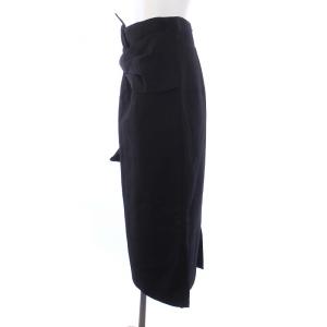 ADORE ボンディング ロングスカート タイト リボン リネン混 38 M 黒 ブラック