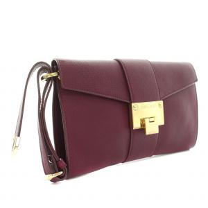 JIMMY CHOO クラッチバッグ パーティバッグ レザー 保存袋付き 赤紫 レッドパープル ゴールド