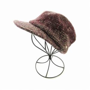 キャスケット 帽子 フリンジ ウール混 紫 パープル /EE