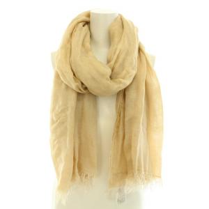 Faliero Sarti ストール マフラー フリンジ ラメ モダール 絹 シルク混 保存箱付き ベージュ /YT