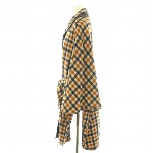 BY MALENE BIRGER ポンチョコート アウター ミドル ギンガムチェック柄 リボンベルト ウール S 茶 ブラウン 黒 ブラック
