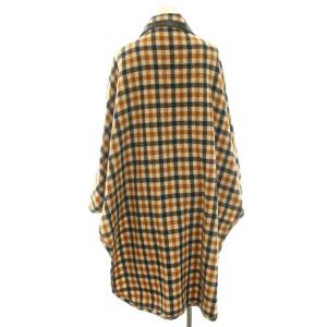 BY MALENE BIRGER ポンチョコート アウター ミドル ギンガムチェック柄 リボンベルト ウール S 茶 ブラウン 黒 ブラック