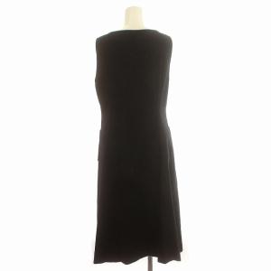 M'S GRACY ノースリーブ ワンピース ウール ロング 花 ジャンパースカート 38 M 黒 ブラック