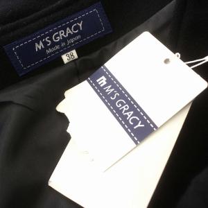 M'S GRACY ノースリーブ ワンピース ウール ロング 花 ジャンパースカート 38 M 黒 ブラック