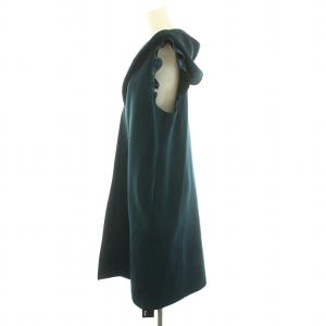 René ニットフーディジレ ベスト 前開き ロング ハイゲージ フリル ロゴプレート タグ付き 34 S 緑 グリーン