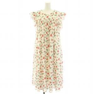 ワンピース フリル 花柄 シフォン 36 ホワイト