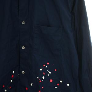COMME des GARCONS SHIRT シャツ スタンダードカラー 長袖 ペイント加工 M 紺 ネイビー WS23085