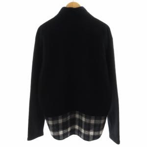 COMME des GARCONS HOMME AD2018 ニット セーター 長袖 ハイネック チェック切替 ウール L グレー 黒 ブラック