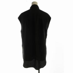 AURALEE SILK BRUSHED TWILL SLEEV シャツ ブラウス 絹 シルク ノースリーブ 0 S 黒 ブラック