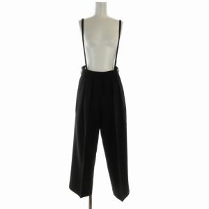 サロペットタックワイドパンツ フルレングス サスペンダー付き 36 S 黒 ブラック 085-65240