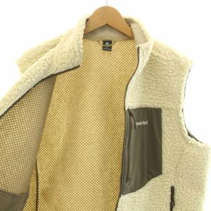 mont-bell クリマプラスシーリングベスト 前開き アウター ボア XL 白 ホワイト 茶 ブラウン 1106717