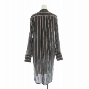 ISABEL MARANT ETOILE シャツワンピース ミモレ ロング 長袖 バンドカラー ストライプ柄 麻 リネン混 シルク混 34 XXS