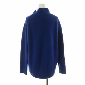 DRESSTERIOR ウールカシミヤハイネックニット リブ セーター 長袖 プルオーバー フィッシュテール 36 S 青 ブルー 085-15141