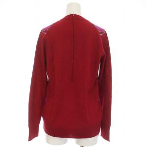 LEONARD セーター ニット 花柄 切替 シルク混 長袖 2 M 赤 レッド 紫