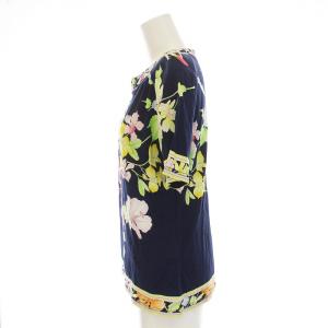 LEONARD Tシャツ カットソー 花柄 半袖 M 紺 ネイビー マルチカラー