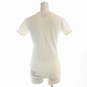 EMPORIO ARMANI Tシャツ カットソー ロゴ刺繍 ラメ Vネック 半袖 XS 白 ホワイト