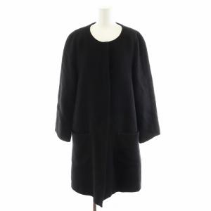 ノーカラーコート アルパカ混 アウター 36 S 黒 ブラック /AN42