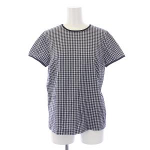 Ron Herman セットアップ 上下 Tシャツ カットソー 半袖 フレアスカート ロング リボン ギンガムチェック S 紺 ネイビー 白 ホワイト