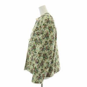 IENA LA BOUCLE ゴブランJQDキルティングジャケット ノーカラー アウター 花柄 総柄 ウール混 F 緑 グリーン マルチカラー
