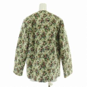 IENA LA BOUCLE ゴブランJQDキルティングジャケット ノーカラー アウター 花柄 総柄 ウール混 F 緑 グリーン マルチカラー
