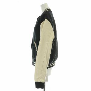 Spick&Span 23AW スタンダードスタジャン ブルゾン ジャケット アウター ウール フェイクレザー 切替 ロゴ 36