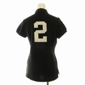 RALPH LAUREN THE SKINNY POLO ポロシャツ ロゴ刺繍 国旗柄 半袖 L 黒 ブラック