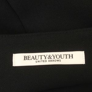 BEAUTY&YOUTH UNITED ARROWS キーネック フロントスリット ジャンパースカート ワンピース ノースリーブ ロング M 黒 ブラック