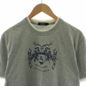 BURBERRY BLACK LABEL フェイクレイヤードTシャツ カットソー 半袖 プルオーバー プリント 3 L グレー /NQ