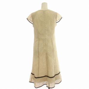 ANAYI 19SS ワンピース 総レース 半袖 シースルー ひざ丈 38 M 白 アイボリー