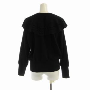 23区 ニット セーター プルオーバー カットワーク 長袖 44 XXL 大きいサイズ 黒 ブラック