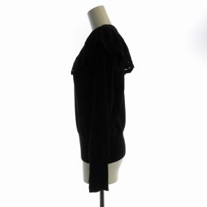 23区 ニット セーター プルオーバー カットワーク 長袖 44 XXL 大きいサイズ 黒 ブラック