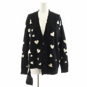 23AW カーディガン ハート ダメージ加工 36 ブラック CDMD0321Q0