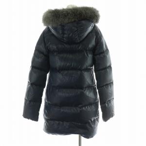 DUVETICA KAPPA ダウンコート アウター ナイロン ミドル丈 ジップアップ フード フォックスファー 42 L 紺 ネイビー