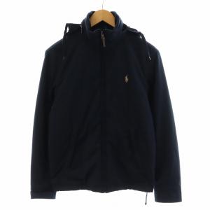 中綿ジャケット フード ロゴ刺繍 XS 紺 ネイビー /AN44